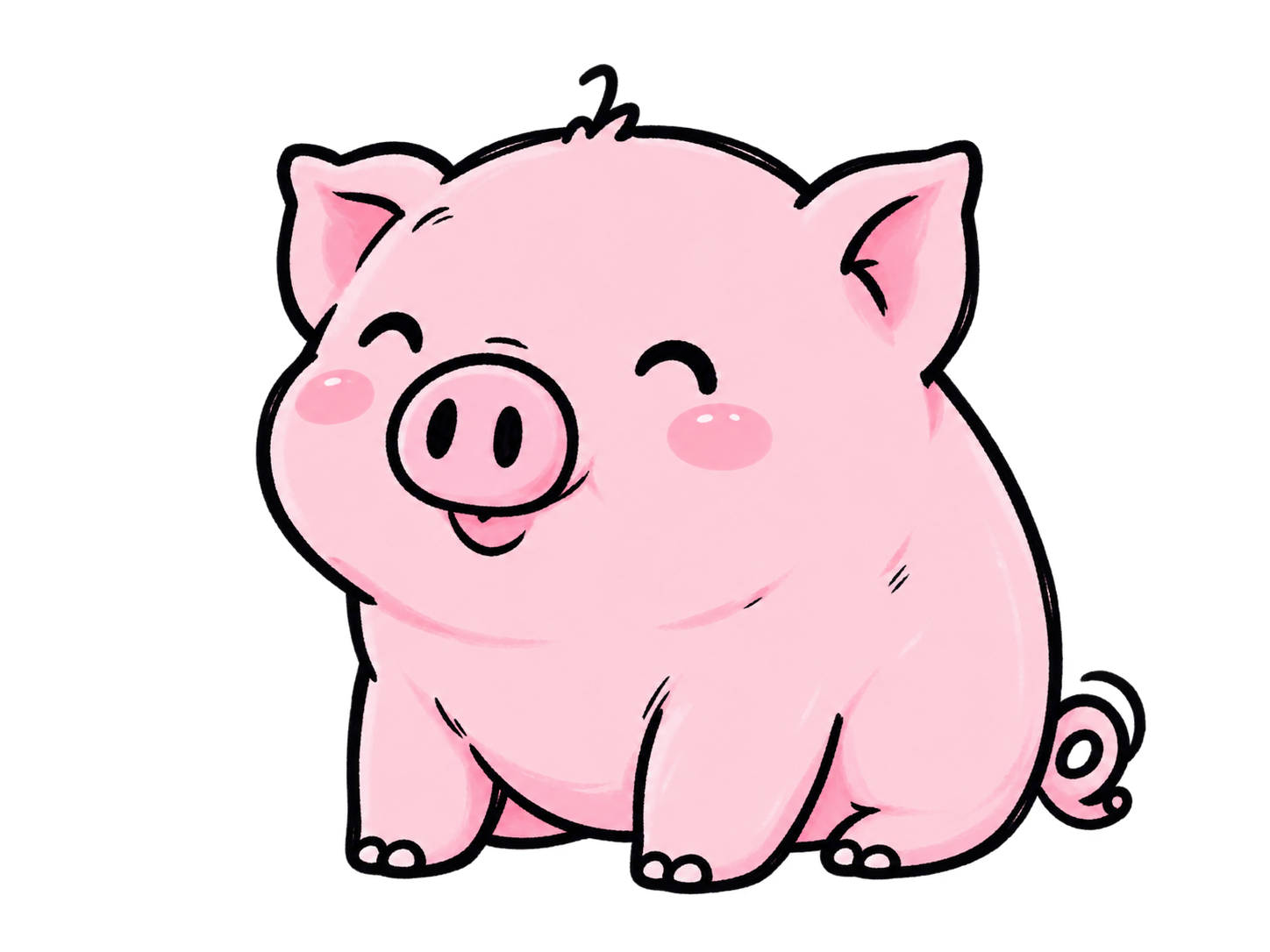 Hand-drawn pink pig mascot